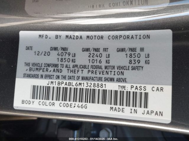 Photo 8 VIN: JM1BPABL6M1328881 - MAZDA MAZDA3 