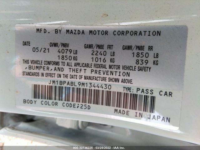 Photo 8 VIN: JM1BPABL9M1344430 - MAZDA 3 SEDAN 