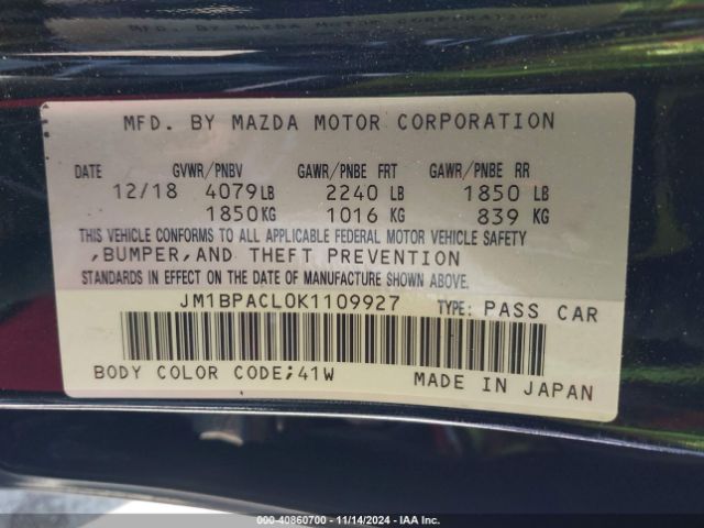 Photo 8 VIN: JM1BPACL0K1109927 - MAZDA MAZDA3 