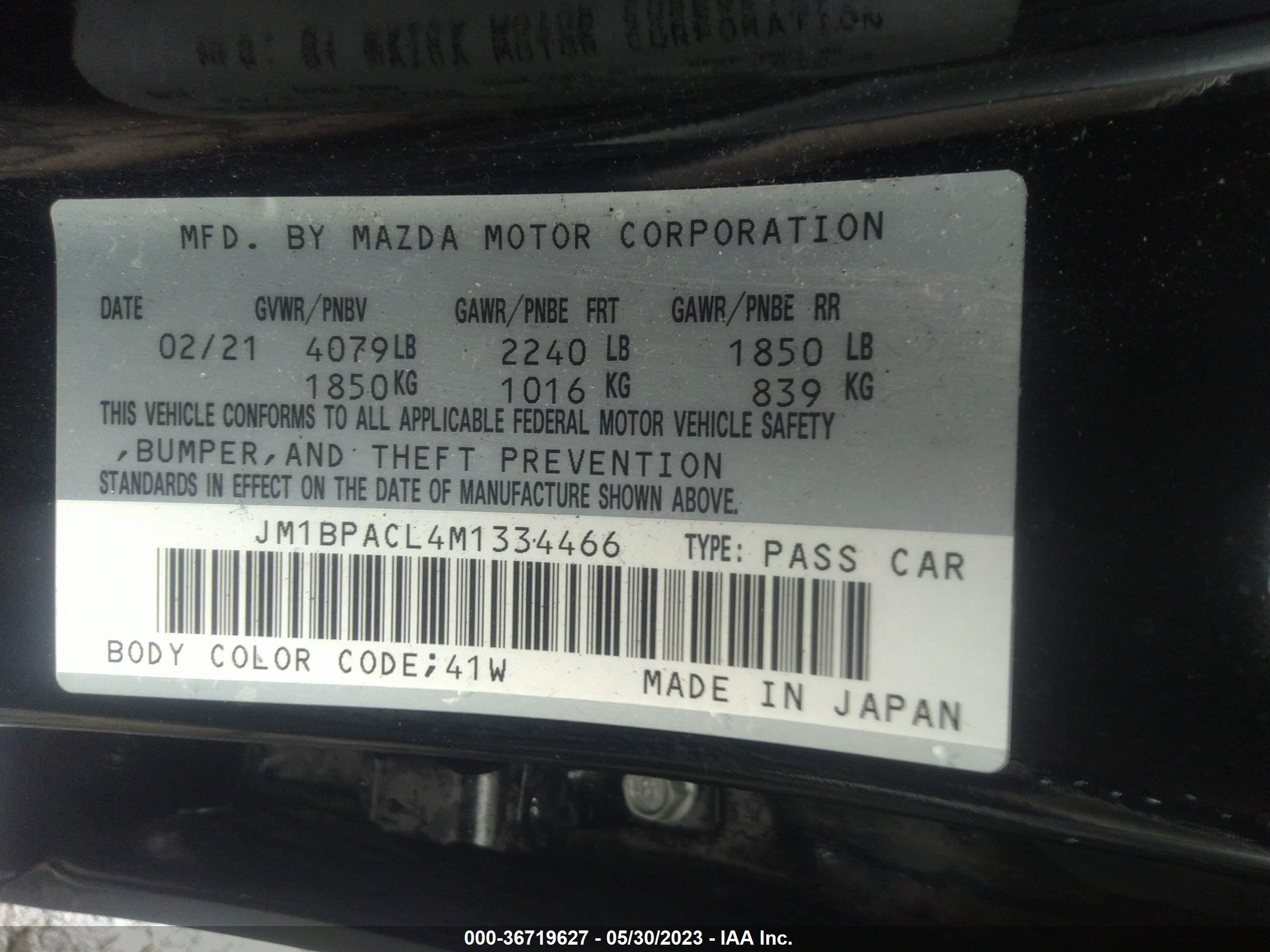 Photo 8 VIN: JM1BPACL4M1334466 - MAZDA 3 