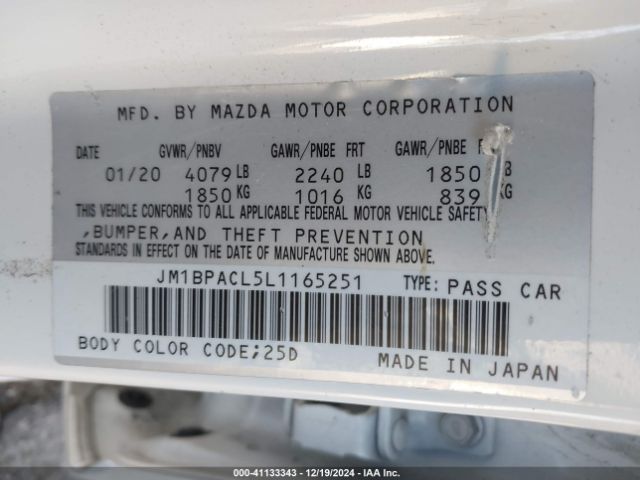 Photo 8 VIN: JM1BPACL5L1165251 - MAZDA MAZDA3 