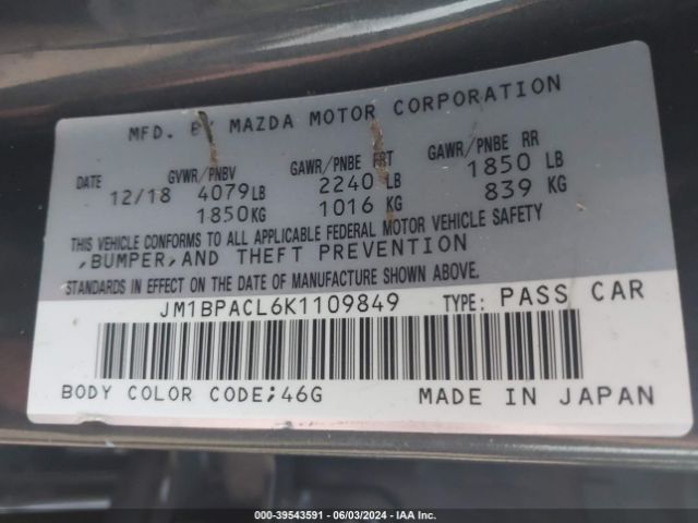 Photo 8 VIN: JM1BPACL6K1109849 - MAZDA MAZDA3 