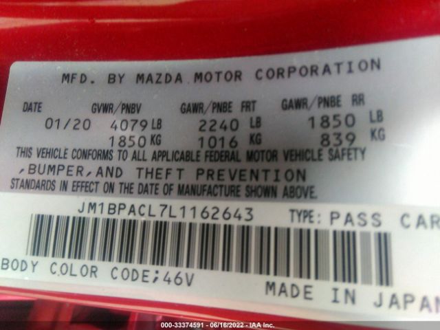 Photo 8 VIN: JM1BPACL7L1162643 - MAZDA 3 SEDAN 