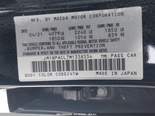 Photo 8 VIN: JM1BPACL7M1338334 - MAZDA MAZDA3 