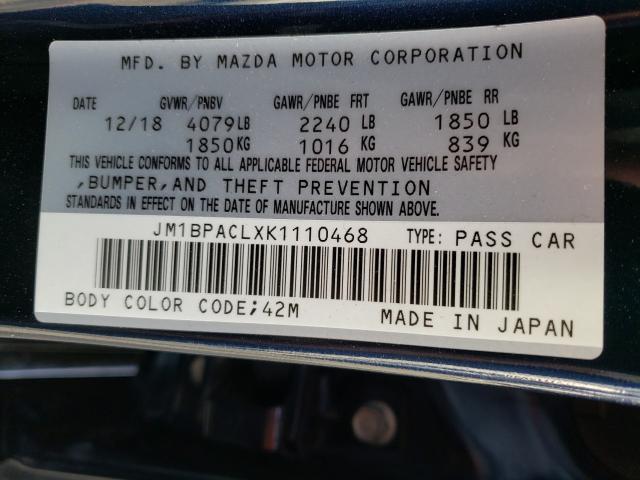 Photo 9 VIN: JM1BPACLXK1110468 - MAZDA 3 