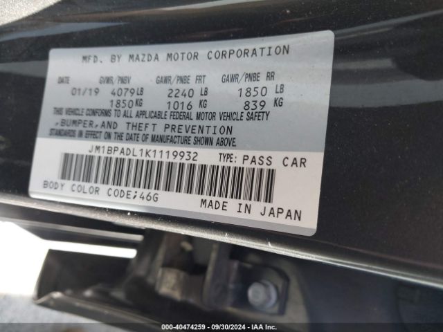 Photo 8 VIN: JM1BPADL1K1119932 - MAZDA MAZDA3 