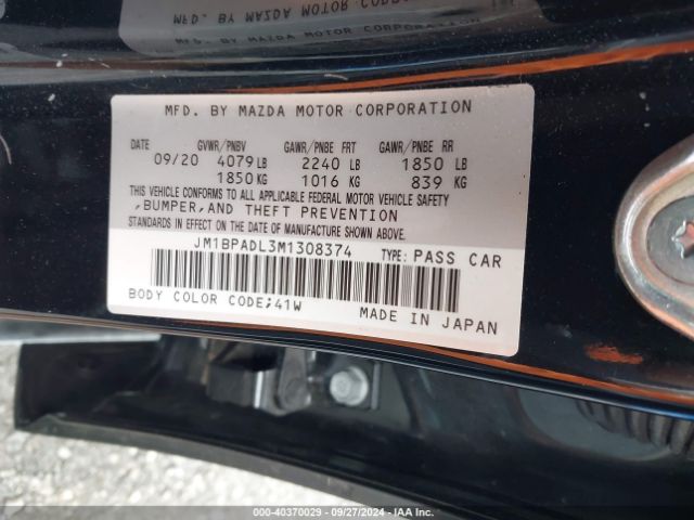 Photo 8 VIN: JM1BPADL3M1308374 - MAZDA MAZDA3 