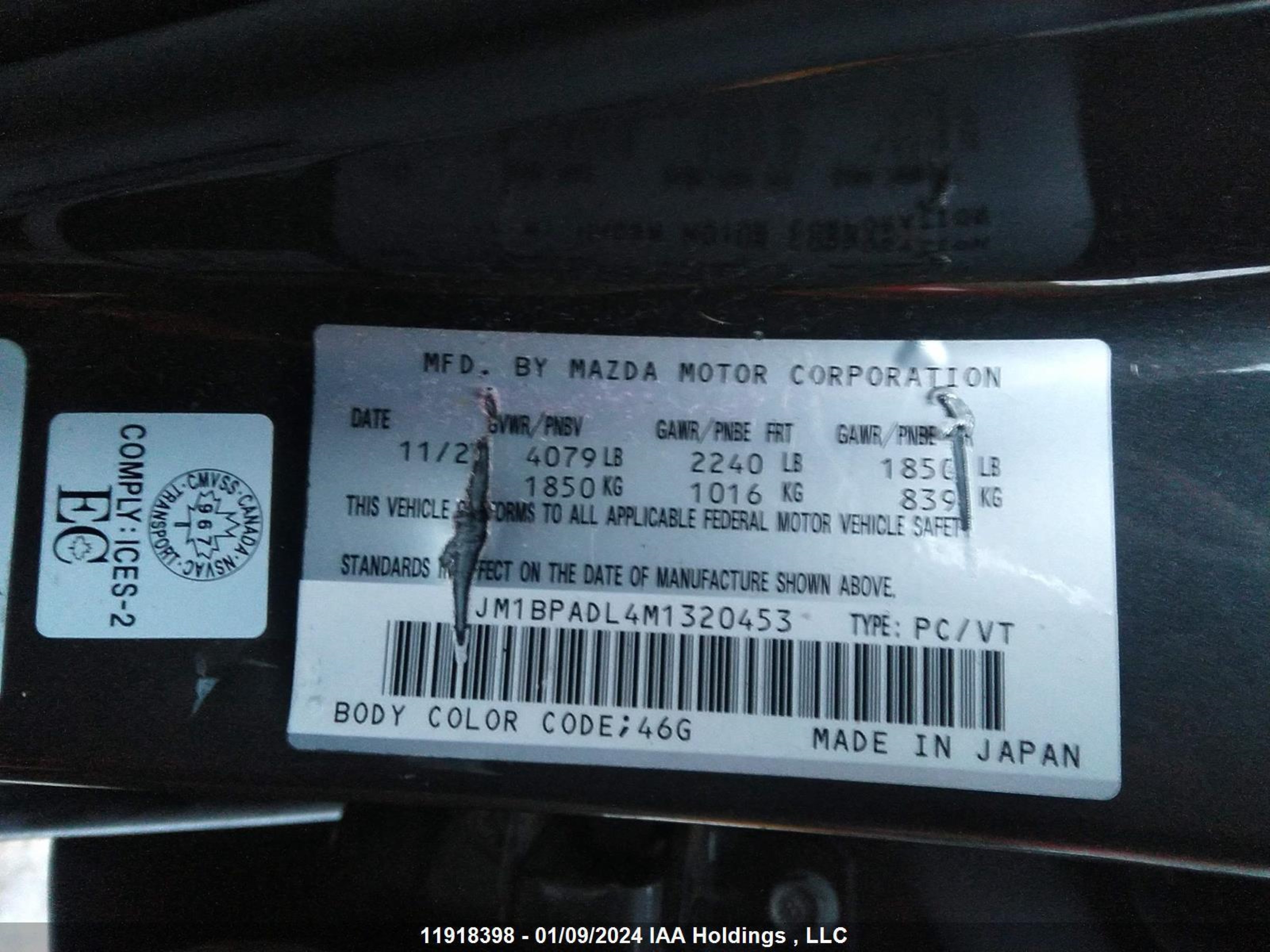 Photo 8 VIN: JM1BPADL4M1320453 - MAZDA 3 