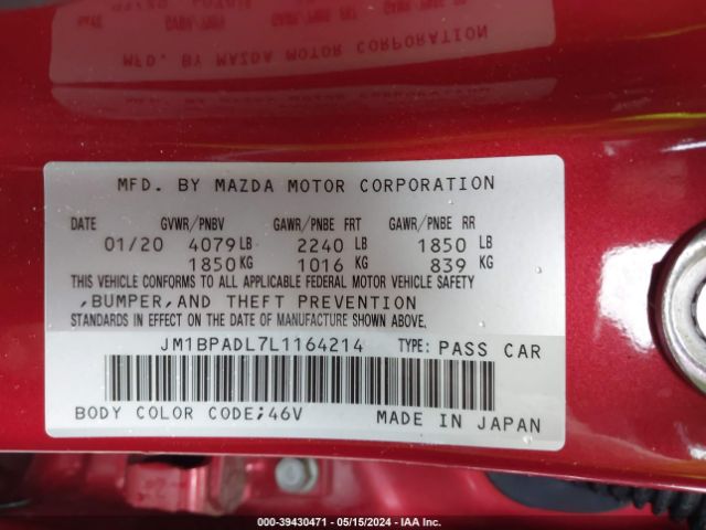 Photo 8 VIN: JM1BPADL7L1164214 - MAZDA MAZDA3 