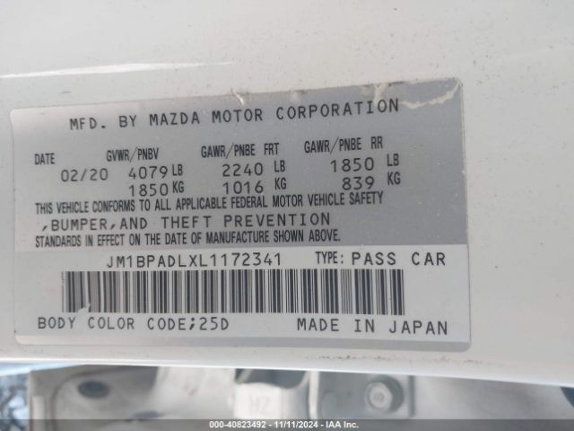 Photo 8 VIN: JM1BPADLXL1172341 - MAZDA MAZDA3 