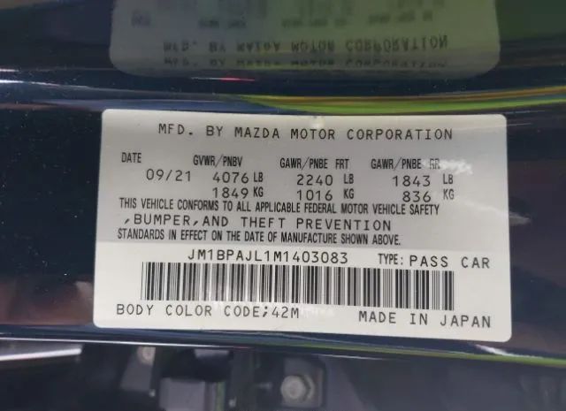 Photo 8 VIN: JM1BPAJL1M1403083 - MAZDA MAZDA3 HATCHBACK 