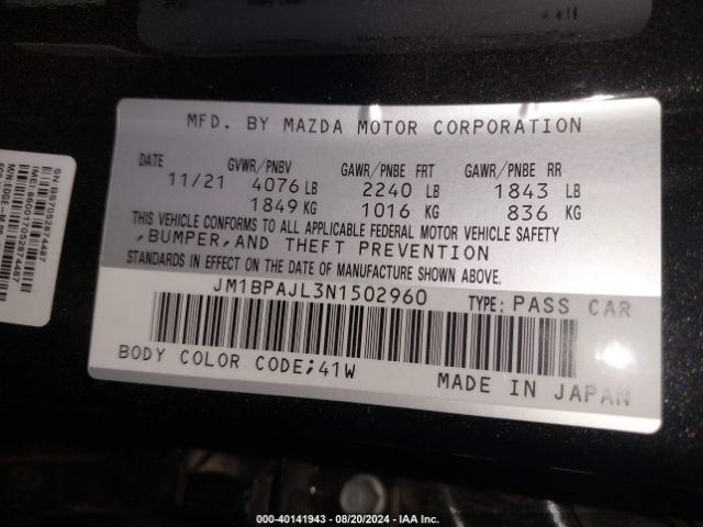 Photo 8 VIN: JM1BPAJL3N1502960 - MAZDA MAZDA3 