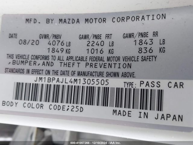 Photo 8 VIN: JM1BPAJL4M1305505 - MAZDA MAZDA3 