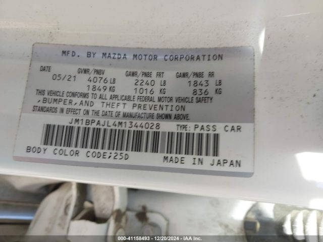 Photo 8 VIN: JM1BPAJL4M1344028 - MAZDA MAZDA3 