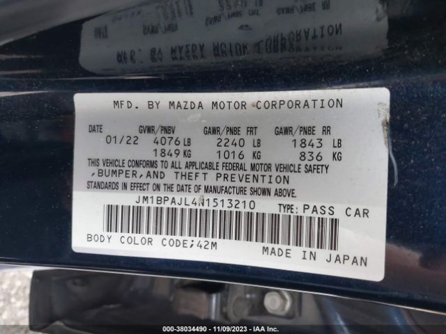 Photo 8 VIN: JM1BPAJL4N1513210 - MAZDA MAZDA3 