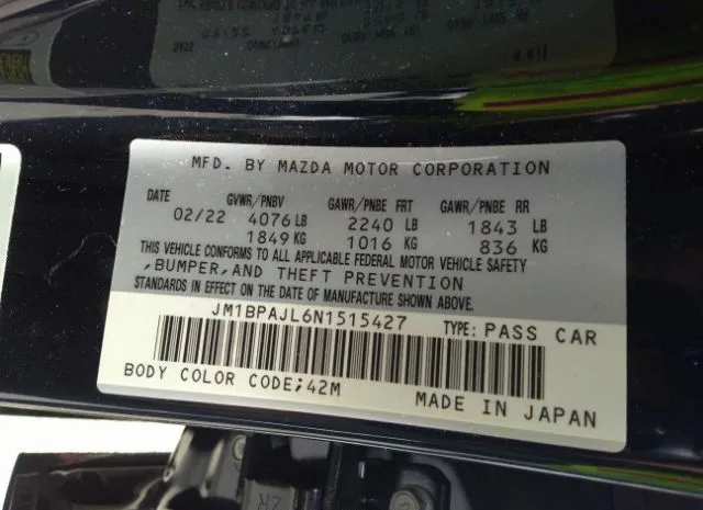 Photo 8 VIN: JM1BPAJL6N1515427 - MAZDA MAZDA3 HATCHBACK 