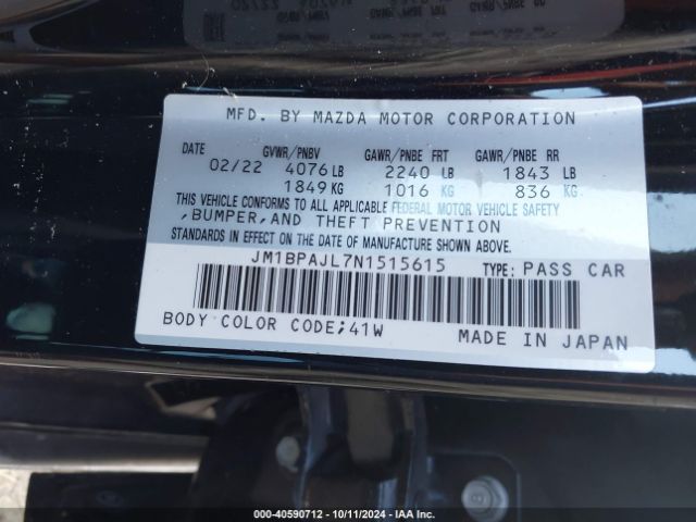 Photo 8 VIN: JM1BPAJL7N1515615 - MAZDA MAZDA3 