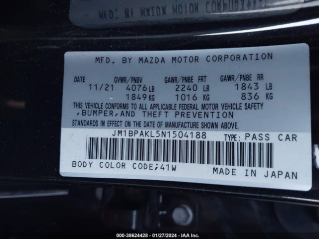 Photo 8 VIN: JM1BPAKL5N1504188 - MAZDA 3 