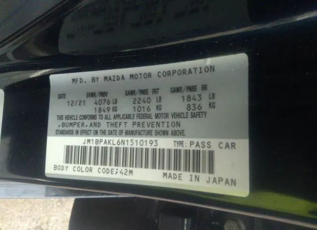 Photo 8 VIN: JM1BPAKL6N1510193 - MAZDA MAZDA3 HATCHBACK 