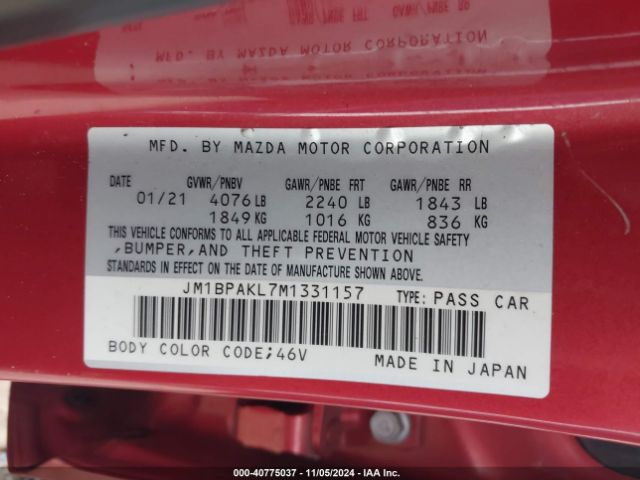 Photo 8 VIN: JM1BPAKL7M1331157 - MAZDA MAZDA3 