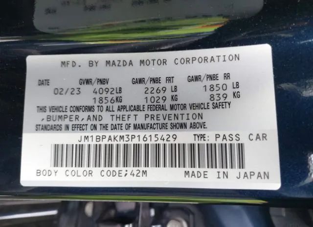 Photo 8 VIN: JM1BPAKM3P1615429 - MAZDA MAZDA3 