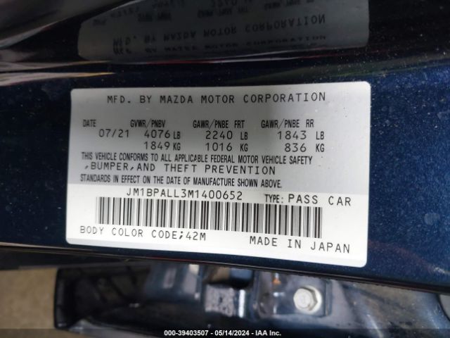 Photo 8 VIN: JM1BPALL3M1400652 - MAZDA 3 