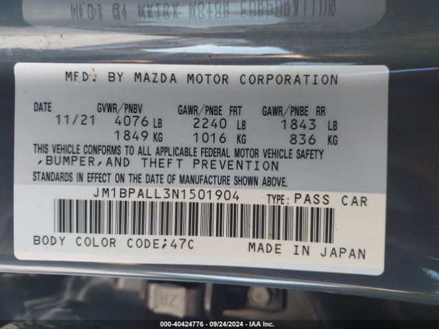 Photo 8 VIN: JM1BPALL3N1501904 - MAZDA MAZDA3 