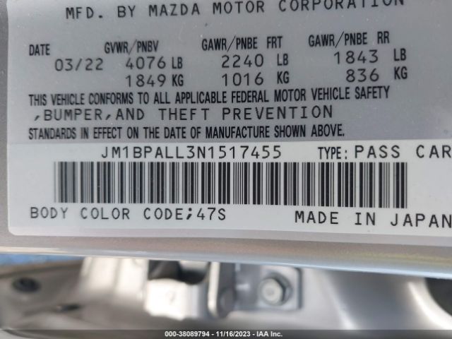 Photo 8 VIN: JM1BPALL3N1517455 - MAZDA 3 