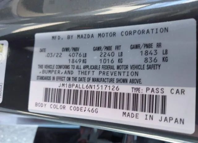 Photo 8 VIN: JM1BPALL6N1517126 - MAZDA MAZDA3 HATCHBACK 