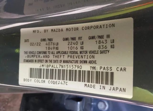 Photo 8 VIN: JM1BPALL7N1515790 - MAZDA MAZDA3 HATCHBACK 