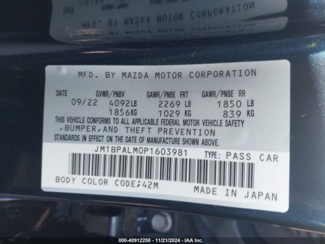 Photo 8 VIN: JM1BPALM0P1603981 - MAZDA MAZDA3 