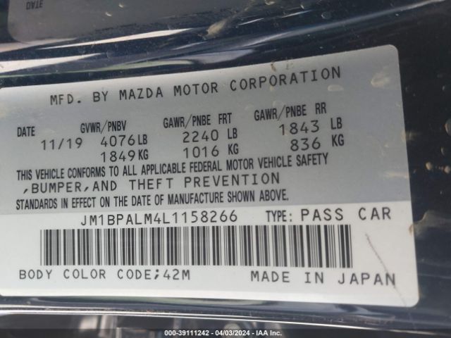 Photo 8 VIN: JM1BPALM4L1158266 - MAZDA MAZDA3 