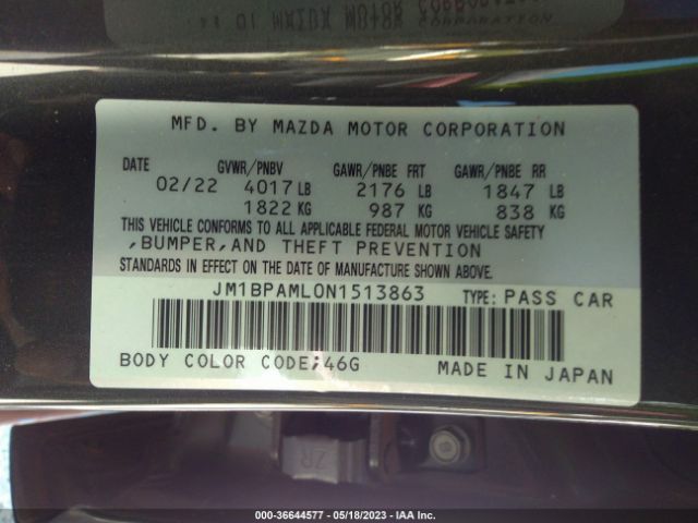 Photo 8 VIN: JM1BPAML0N1513863 - MAZDA MAZDA3 HATCHBACK 