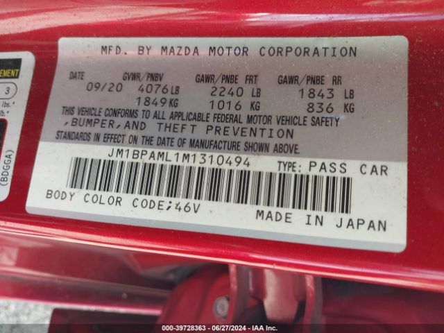 Photo 8 VIN: JM1BPAML1M1310494 - MAZDA MAZDA3 