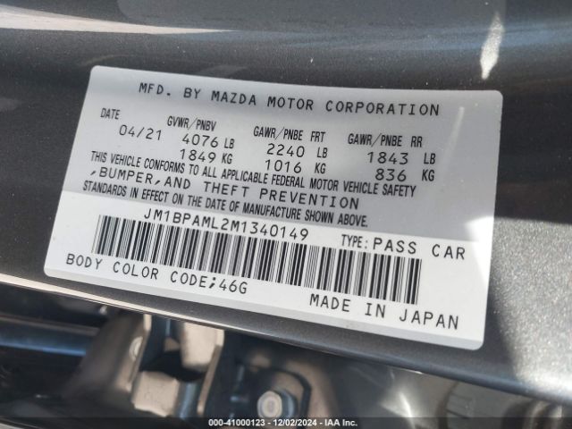 Photo 8 VIN: JM1BPAML2M1340149 - MAZDA MAZDA3 