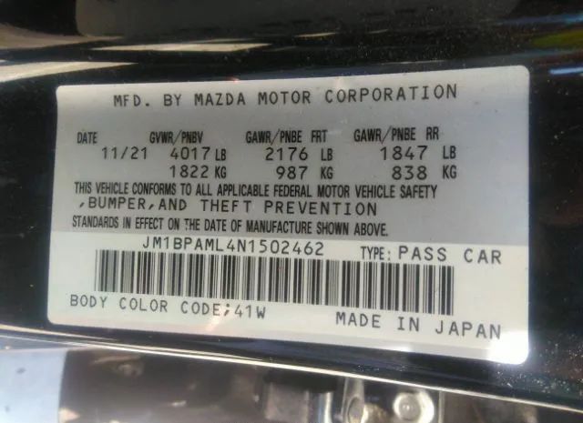 Photo 8 VIN: JM1BPAML4N1502462 - MAZDA MAZDA3 HATCHBACK 