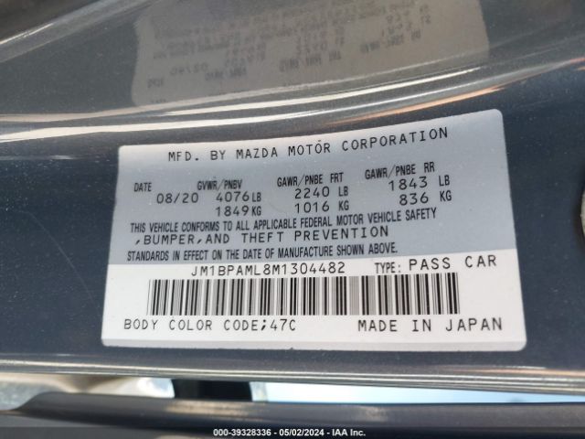 Photo 8 VIN: JM1BPAML8M1304482 - MAZDA MAZDA3 