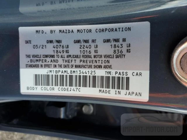 Photo 11 VIN: JM1BPAML8M1344125 - MAZDA 3 