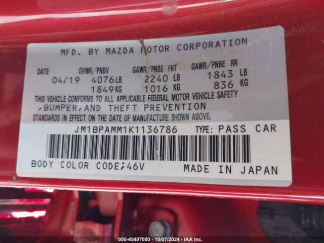 Photo 8 VIN: JM1BPAMM1K1136786 - MAZDA MAZDA3 