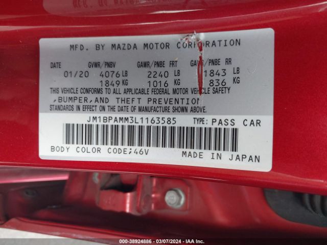 Photo 8 VIN: JM1BPAMM3L1163585 - MAZDA MAZDA3 