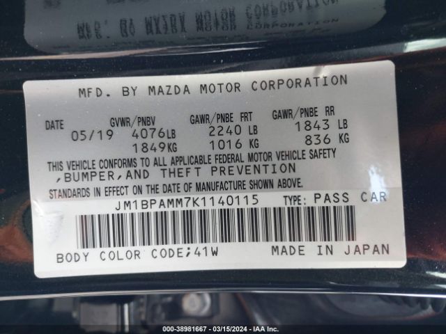 Photo 8 VIN: JM1BPAMM7K1140115 - MAZDA MAZDA3 