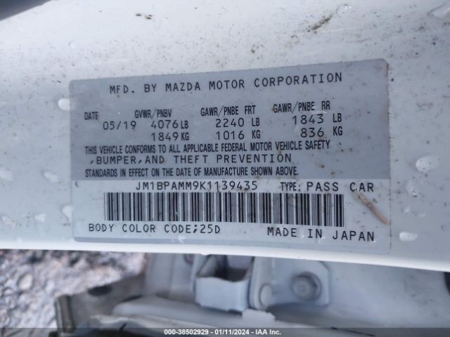 Photo 8 VIN: JM1BPAMM9K1139435 - MAZDA MAZDA3 