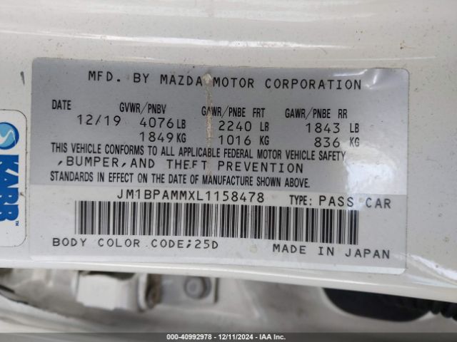 Photo 8 VIN: JM1BPAMMXL1158478 - MAZDA MAZDA3 