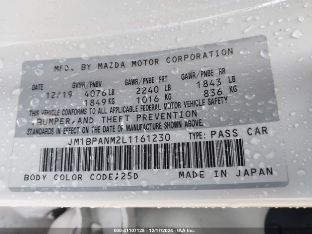 Photo 8 VIN: JM1BPANM2L1161230 - MAZDA MAZDA3 