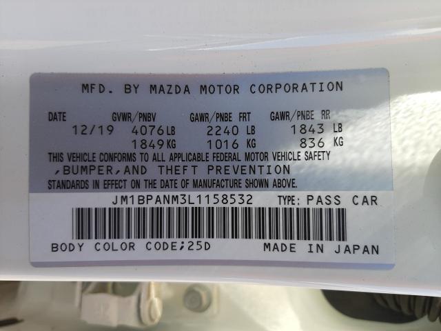 Photo 9 VIN: JM1BPANM3L1158532 - MAZDA 3 PREMIUM 