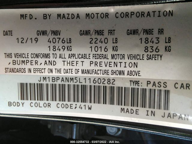 Photo 8 VIN: JM1BPANM5L1160282 - MAZDA 3 HATCHBACK 