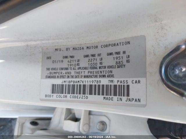 Photo 8 VIN: JM1BPBAM7K1119789 - MAZDA MAZDA3 