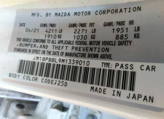 Photo 8 VIN: JM1BPBBL9M1339010 - MAZDA MAZDA3 SEDAN 