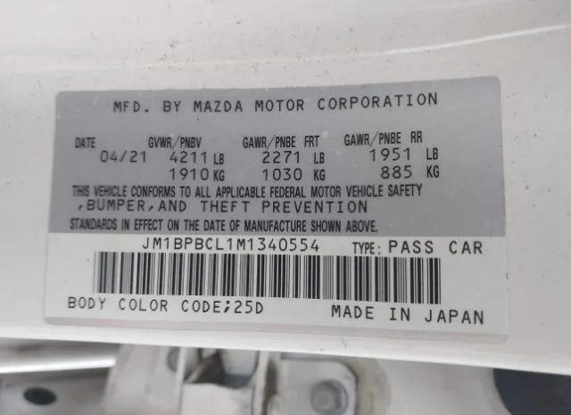 Photo 8 VIN: JM1BPBCL1M1340554 - MAZDA 3 