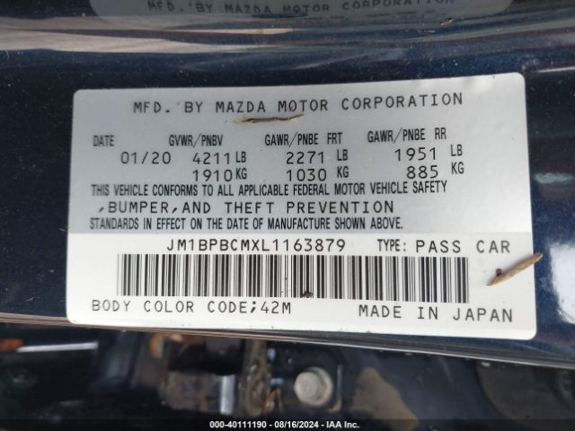 Photo 8 VIN: JM1BPBCMXL1163879 - MAZDA MAZDA3 